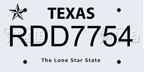 RDD7754 Texas License Plate