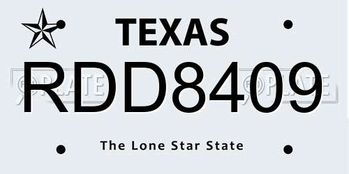 RDD8409 Texas License Plate