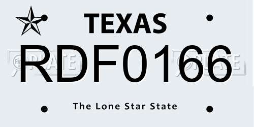 RDF0166 Texas License Plate