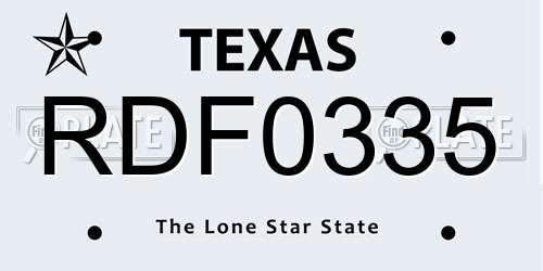 RDF0335 Texas License Plate