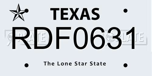 RDF0631 Texas License Plate