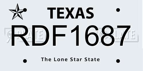 RDF1687 Texas License Plate