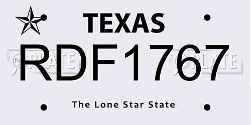 RDF1767 Texas License Plate