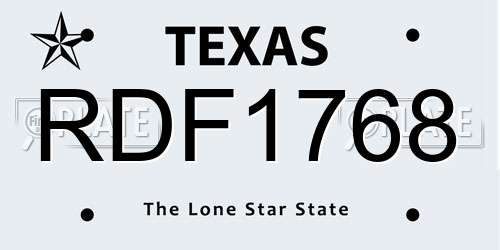 RDF1768 Texas License Plate