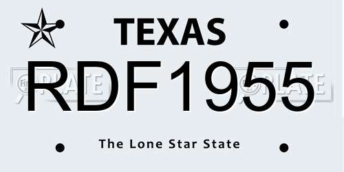 RDF1955 Texas License Plate