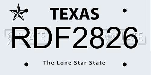 RDF2826 Texas License Plate