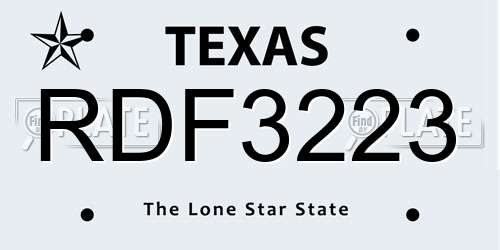 RDF3223 Texas License Plate