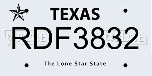RDF3832 Texas License Plate