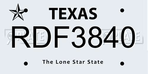 RDF3840 Texas License Plate