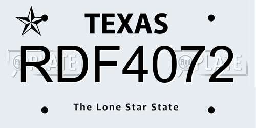 RDF4072 Texas License Plate