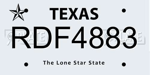 RDF4883 Texas License Plate