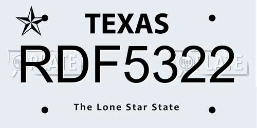 RDF5322 Texas License Plate