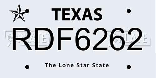 RDF6262 Texas License Plate