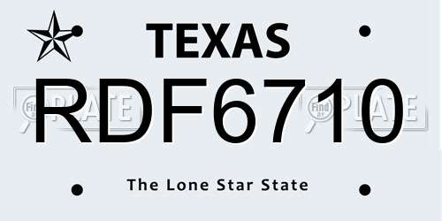 RDF6710 Texas License Plate