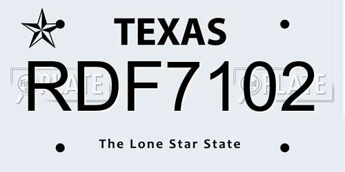 RDF7102 Texas License Plate