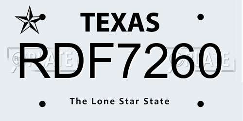 RDF7260 Texas License Plate