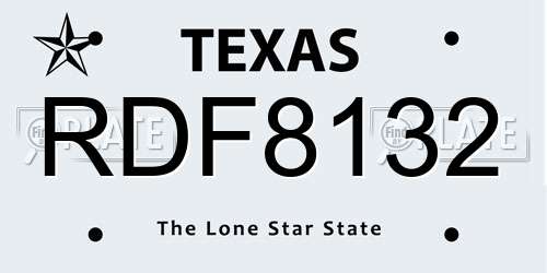 RDF8132 Texas License Plate