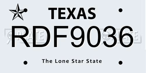 RDF9036 Texas License Plate