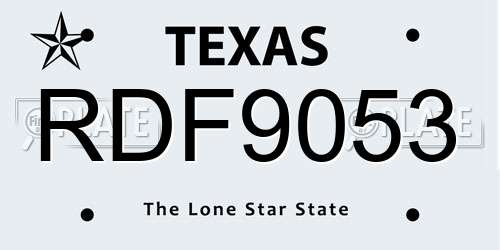 RDF9053 Texas License Plate