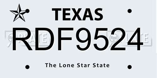 RDF9524 Texas License Plate