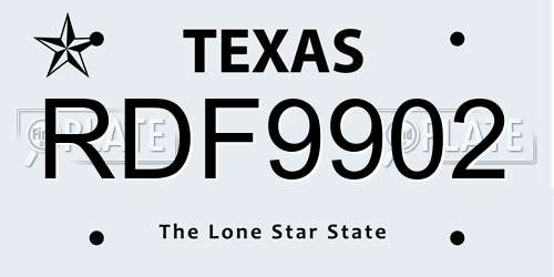 RDF9902 Texas License Plate