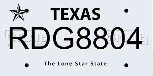 RDG8804 Texas License Plate