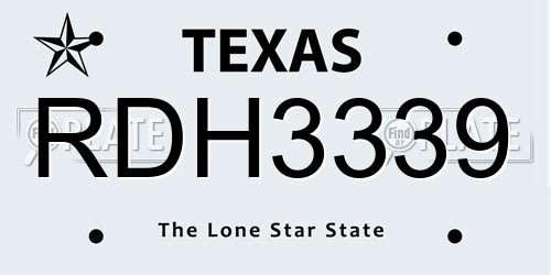 RDH3339 Texas License Plate