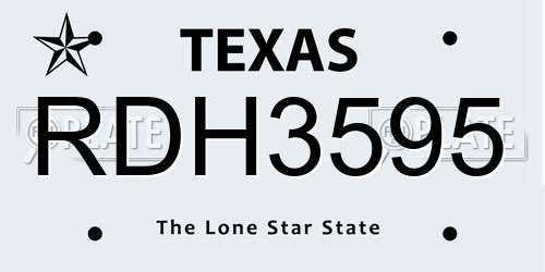 RDH3595 Texas License Plate