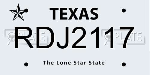 RDJ2117 Texas License Plate