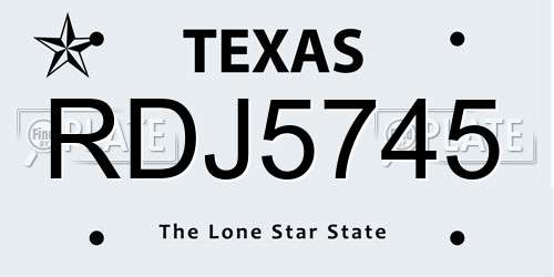 RDJ5745 Texas License Plate