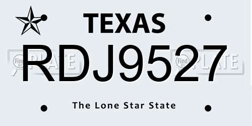 RDJ9527 Texas License Plate