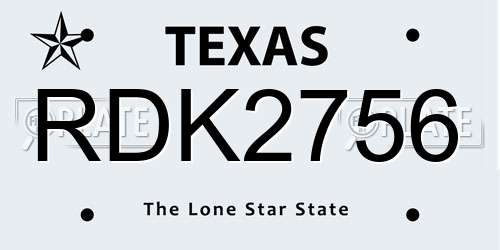 RDK2756 Texas License Plate