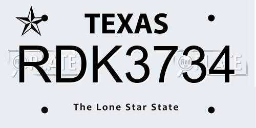 RDK3734 Texas License Plate