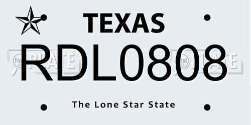 RDL0808 Texas License Plate