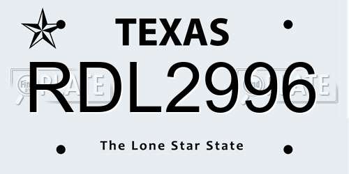 RDL2996 Texas License Plate