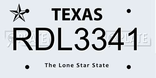RDL3341 Texas License Plate