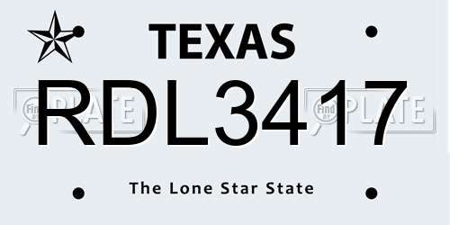 RDL3417 Texas License Plate