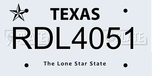 RDL4051 Texas License Plate