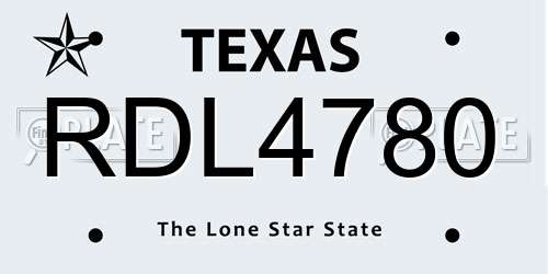 RDL4780 Texas License Plate