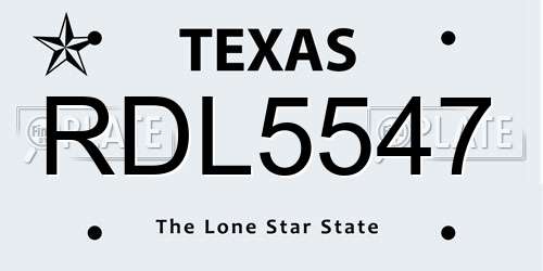 RDL5547 Texas License Plate