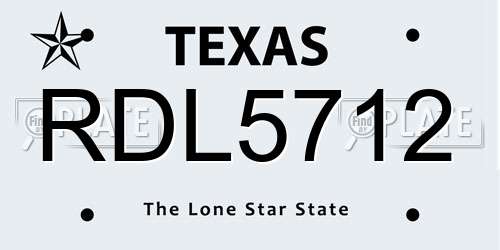 RDL5712 Texas License Plate