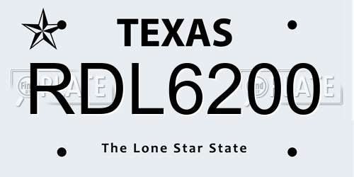 RDL6200 Texas License Plate