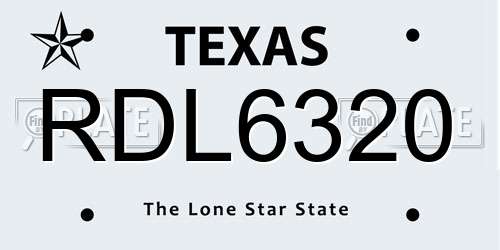 RDL6320 Texas License Plate