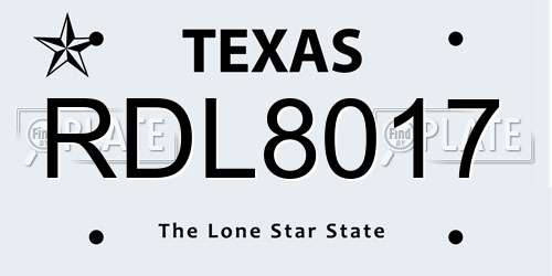 RDL8017 Texas License Plate