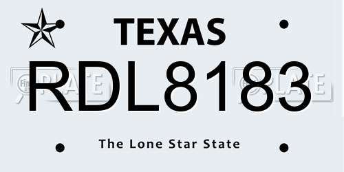 RDL8183 Texas License Plate