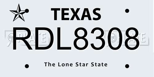 RDL8308 Texas License Plate
