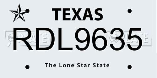 RDL9635 Texas License Plate