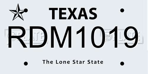 RDM1019 Texas License Plate
