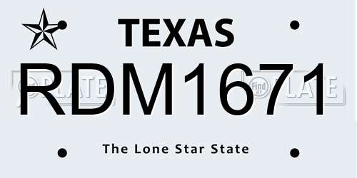 RDM1671 Texas License Plate