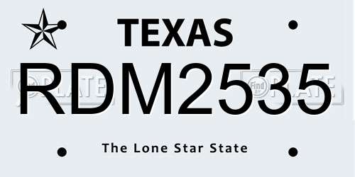 RDM2535 Texas License Plate